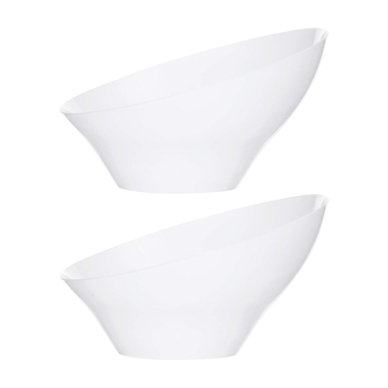PLASTICPRO Disposable Angled Plastic Bowls Round Medium Serving Bowl, Elegant for Party's, Snack, or Salad Bowl, White, Pack of 4 - Image 1